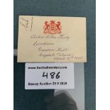 1905 Aston Villa FA Cup Final Luncheon Card: Hand