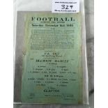 1922/23 Dulwich Hamlet v Clapton Football Programm