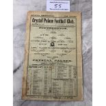 1916/17 Crystal Palace v Southampton Football Prog