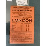 1903 FA Cup Final Football Railway Bill: Issued fo
