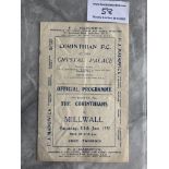 29/30 Corinthians v Millwall FA Cup Football Progr