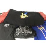 A planet Hollywood leather jacket, 2 Simpsons shir