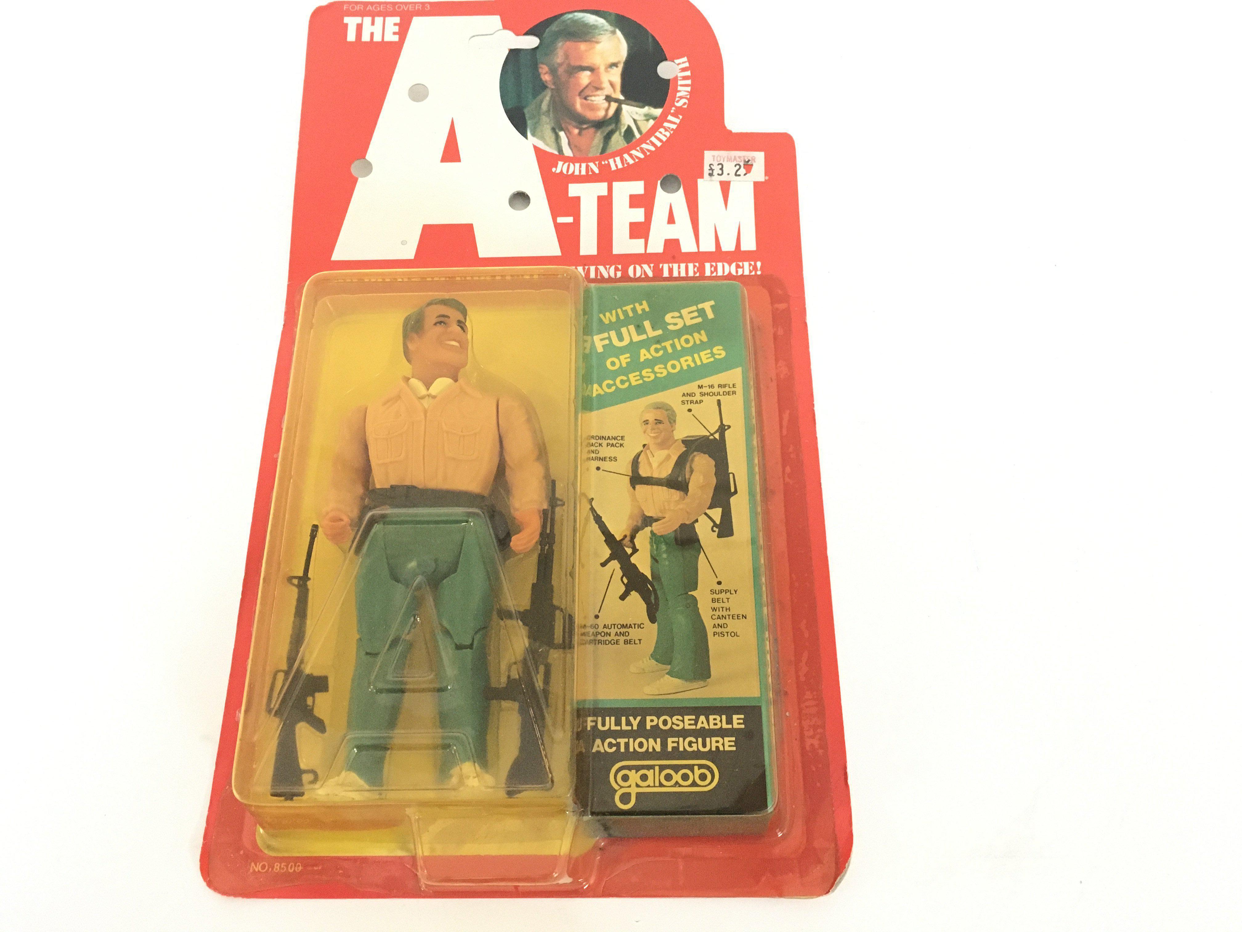 An A-Team Hannibal Smith figure carded.