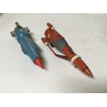 2 vintage Thunderbirds models of TB1 and TB3.