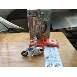 Evel Knievel, boxed stunt cycle with figure, broke
