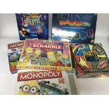 A collection of board games.