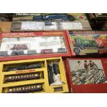 A box containing Hornby trains, boxed , but all se