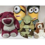 Various film soft toys including a Yoda.(6)