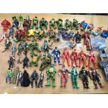 A collection of loose figures including Turtles, P