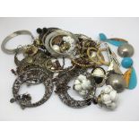 A collection of vintage large hoop earrings and ot