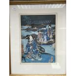 2 early Japanese woodblock prints attributed to Ut