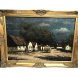 A gilt framed oil on canvas by Lagos Szakates (185