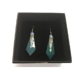 A pair of Art Deco style earrings set with opals a