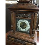 A walnut mantel clock case with movement for restoration