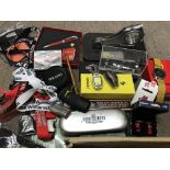 A collection of Ferrari and motor racing related items and a box of mixed items.