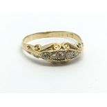 A vintage 18ct gold five stone diamond ring, appro