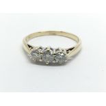 A 9ct gold three stone diamond ring, approx 1/2ct,