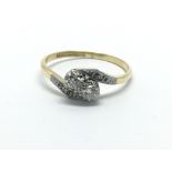 A circa 1930s 18ct gold and platinum diamond ring, approx.20ct, approx 2.4g and approx size O-P.