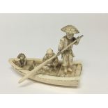 A carved late 19th century ivory carving in the fo