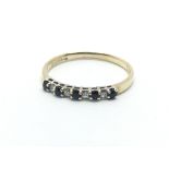 A 9ct gold sapphire and diamond ring, approx 1.1g and approx size M.