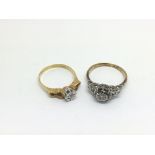 Two 18ct gold diamond solitaire rings, approx total weight 7g.