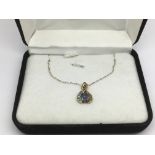 A 9ct gold sapphire and diamond necklace, approx 1.9g.