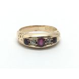 A vintage 18ct gold ruby and diamond ring, approx