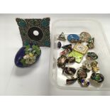 A collection of enamel jewellery items etc.