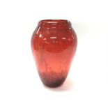 A large decorative red Murano glass vase, approx 30cm tall