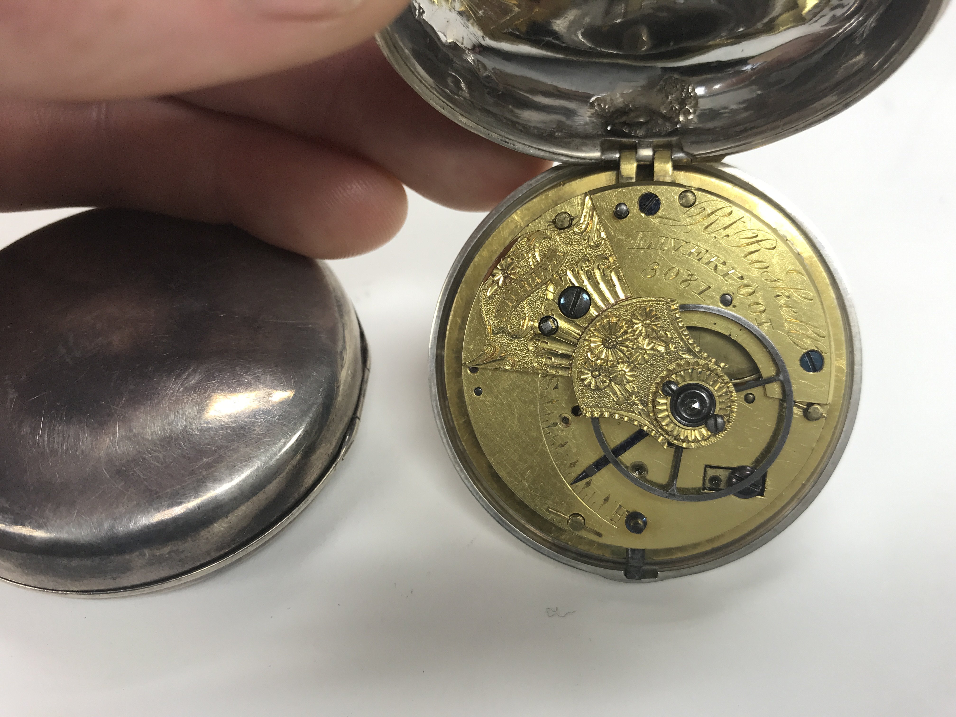 An early silver pair cased pocket watch by R.Roske - Image 3 of 3