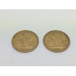 Two gold half sovereigns dated 1901 and 1906.
