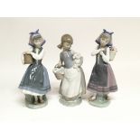 Three Lladró figures of girls