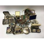 A box of good mixed costume jewellery and watches.