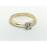 An 18ct gold solitaire diamond ring, approx 1/4ct, approx 2.7g and approx size M-N.