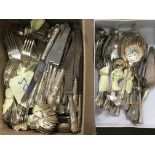Two boxes of silver plated Kings pattern cutlery