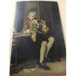 A oil painting on board depicting a Georgian gentleman in interior view .15 Cm by 23 cm .