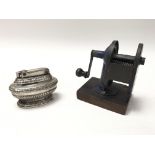Vintage pencil sharpener working, and a Ronson Queen Anne table lighter