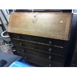 A large Victorian oak drop from bureau.