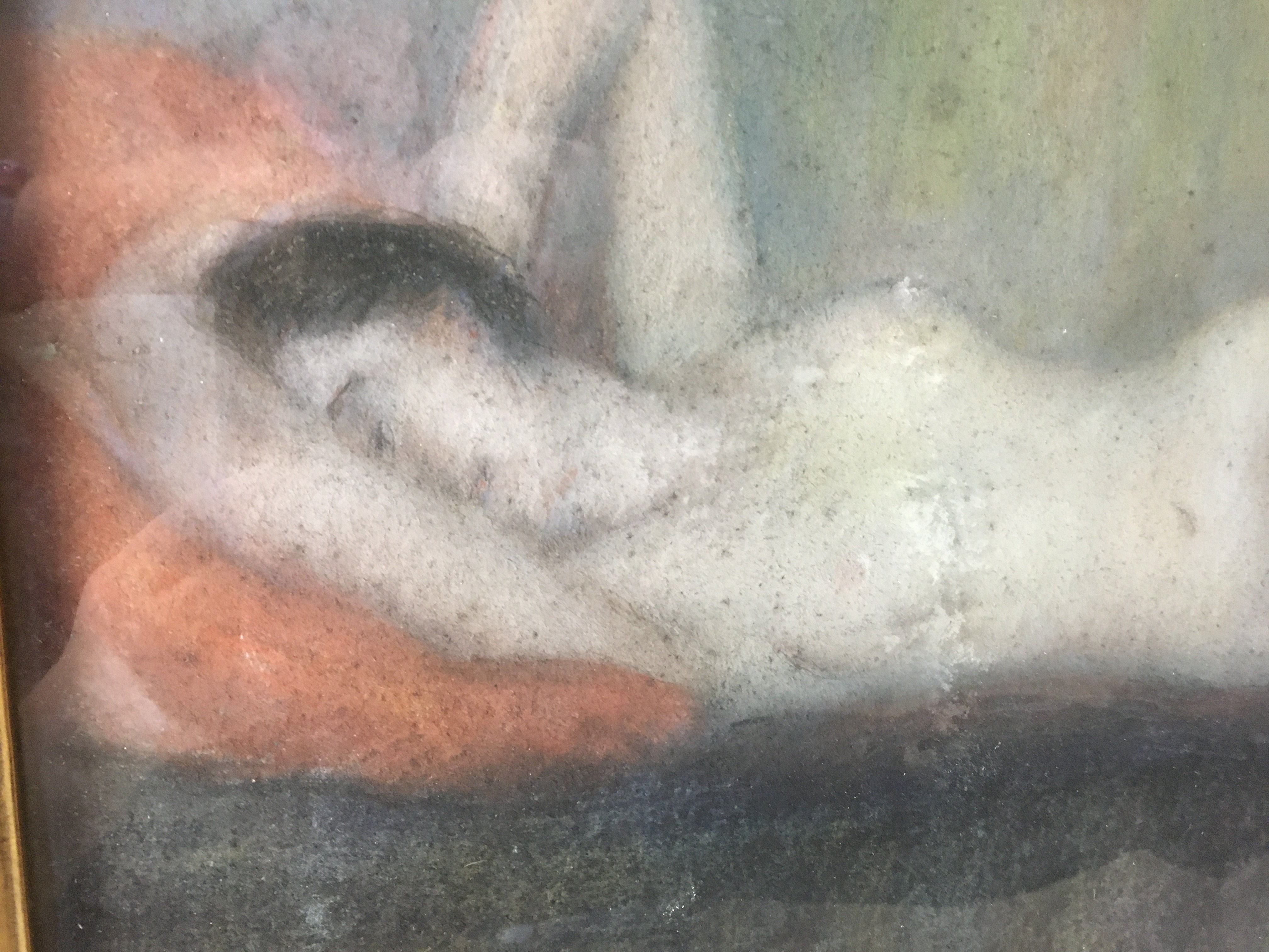 A framed picture depicting a reclining nude maiden - Image 2 of 4