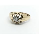 A 9ct gold gents gypsy ring, approx .15ct, approx