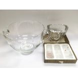 An Orrefors Swedish glass bowl, a boxed set of Ultima Thule design glass tumblers and a large