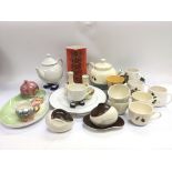 A collection of various ceramics including Clarice