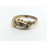 A gold sapphire and diamond ring, approx 2.7g and