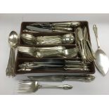 A fine quality 12 place setting silver cutlery service, Sheffield hallmarks.