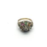 A 14ct gold multi gemstone style ring, approx 4.2g and approx size T.