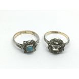 Two 9ct gold and silver rings set with stones, approx total weight 5.6g.