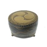 A Quality Japanese 19th century gold lacquer box of round shape enclosing two further boxes in the