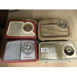 4 portable vintage transistor radios, X2 Dansette,