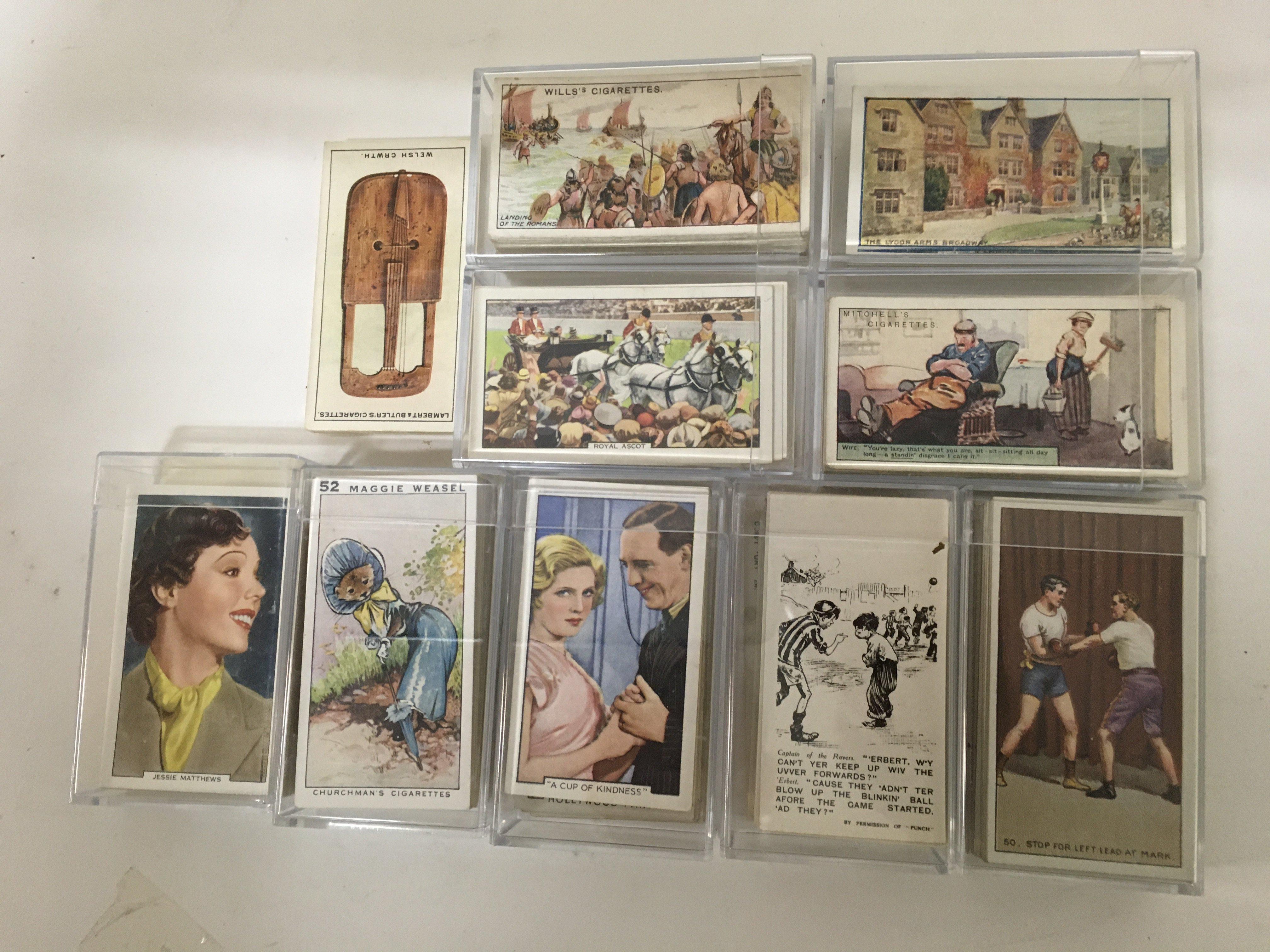 A collection of 10 sets of cigarette cards