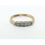 A 1930s 18ct yellow gold and five stone diamond ri